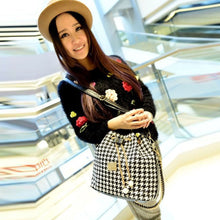 Fashion Women Leather Messenger Bag Houndstooth Luxury Designer Handbags Shoulder Bag bolsos Sac a main Feminina EF8