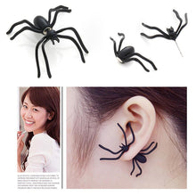 Fashion Exaggerated Gothic Punk Cool 3D Cuff Earring Stereo Black Spider Stud Earrings Animal Harajuku Stud Earrings EF8