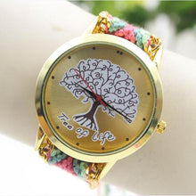 Fashion Ladies Women Tree Of Life Pattern Bracelet Watch Knitting Dial Quartz Watch EF8
