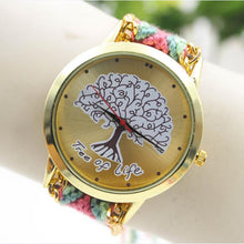 Fashion Ladies Women Tree Of Life Pattern Bracelet Watch Knitting Dial Quartz Watch EF8