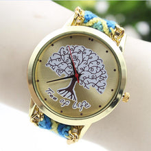 Fashion Ladies Women Tree Of Life Pattern Bracelet Watch Knitting Dial Quartz Watch EF8