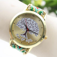 Fashion Ladies Women Tree Of Life Pattern Bracelet Watch Knitting Dial Quartz Watch EF8