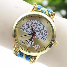 Fashion Ladies Women Tree Of Life Pattern Bracelet Watch Knitting Dial Quartz Watch EF8