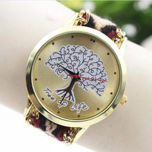 Fashion Ladies Women Tree Of Life Pattern Bracelet Watch Knitting Dial Quartz Watch EF8