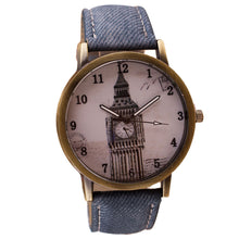Fashion Women Wristwatch Tower Pattern Retro Clock Quartz Analog Watch Cowboy Leather Band Women Dress Relogio Ladies Clock EF8