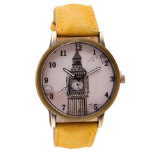 Fashion Women Wristwatch Tower Pattern Retro Clock Quartz Analog Watch Cowboy Leather Band Women Dress Relogio Ladies Clock EF8