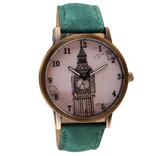 Fashion Women Wristwatch Tower Pattern Retro Clock Quartz Analog Watch Cowboy Leather Band Women Dress Relogio Ladies Clock EF8