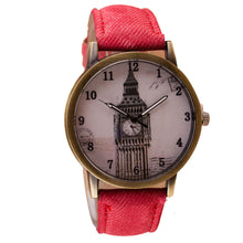 Fashion Women Wristwatch Tower Pattern Retro Clock Quartz Analog Watch Cowboy Leather Band Women Dress Relogio Ladies Clock EF8