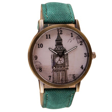 Fashion Women Wristwatch Tower Pattern Retro Clock Quartz Analog Watch Cowboy Leather Band Women Dress Relogio Ladies Clock EF8