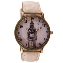 Fashion Women Wristwatch Tower Pattern Retro Clock Quartz Analog Watch Cowboy Leather Band Women Dress Relogio Ladies Clock EF8