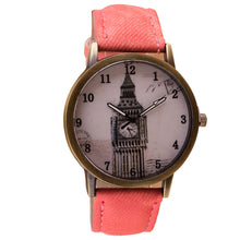 Fashion Women Wristwatch Tower Pattern Retro Clock Quartz Analog Watch Cowboy Leather Band Women Dress Relogio Ladies Clock EF8
