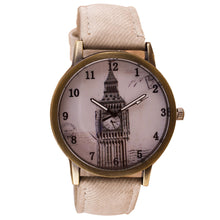 Fashion Women Wristwatch Tower Pattern Retro Clock Quartz Analog Watch Cowboy Leather Band Women Dress Relogio Ladies Clock EF8