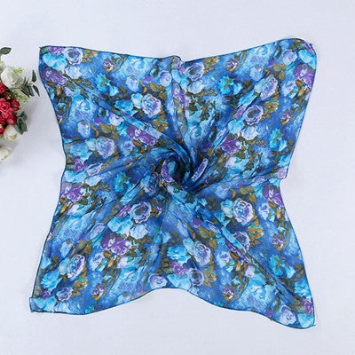 Chiffon Square Women ScarfBohemian Multicolor Silk Ladies ScarvesFashion Vintage Foulard Women EF8