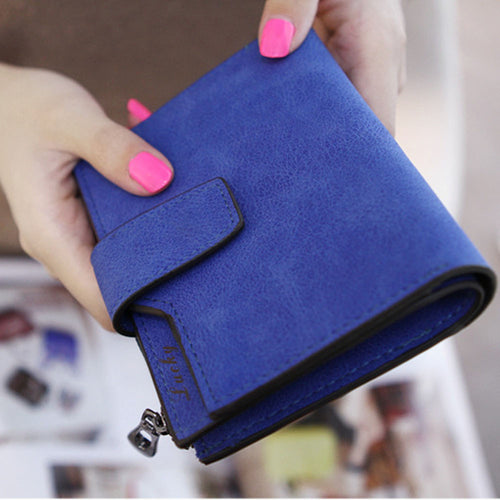 Korea Simple Women Mini Grind Magic Bifold Faux Leather Wallet Credit Card Holder Short Wallet Purse BU EF8