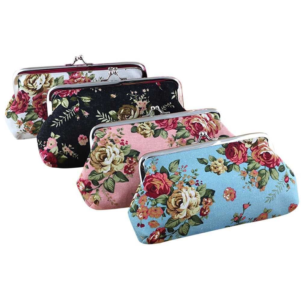 Retro Vintage Flower Print Women Lady Small Wallet Hasp Coin Purse Clutch Girls Clutch Bag EF8