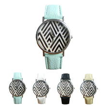 Mance Colorful Geometric Pattern Leather Band Analog Quartz Vogue Unisex Women Boy Girl Wrist Watch relogio feminino EF8