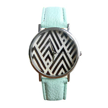 Mance Colorful Geometric Pattern Leather Band Analog Quartz Vogue Unisex Women Boy Girl Wrist Watch relogio feminino EF8