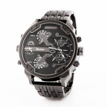 Luxury Dual Time Large Dial Stainless steel Quartz Wrist Watch EF8