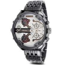 Luxury Dual Time Large Dial Stainless steel Quartz Wrist Watch EF8