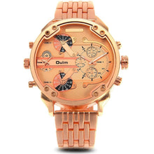 Luxury Dual Time Large Dial Stainless steel Quartz Wrist Watch EF8