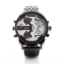 Luxury Dual Time Large Dial Stainless steel Quartz Wrist Watch EF8