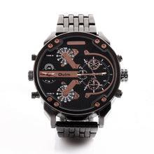 Luxury Dual Time Large Dial Stainless steel Quartz Wrist Watch EF8