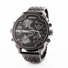 Luxury Dual Time Large Dial Stainless steel Quartz Wrist Watch EF8