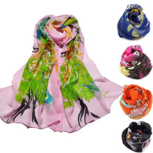 Long Fashion Peacock Plum Print Chiffon Scarf Women Scarves Shawls Desigual foulard cachecol feminino echarpe EF8