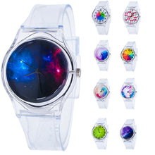 Lovely Kids Watches Star Sky Pattern Quartz Watch Children Students Watch Girls Popular Ssilicone Strap Elegant Wristwatch EF8