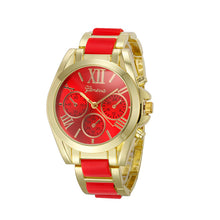 Luxury Watches Women Geneva Quartz Analog Wristwatch Golden Band Roman Numerals Dial Watch Relogio Feminino 10 Color EF8