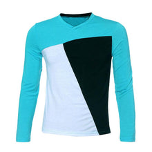 Men Tops Fashion Mens Slim Fit Cotton V-Neck Long Sleeve Casual T-Shirt Tops EF8