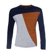 Men Tops Fashion Mens Slim Fit Cotton V-Neck Long Sleeve Casual T-Shirt Tops EF8