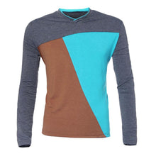 Men Tops Fashion Mens Slim Fit Cotton V-Neck Long Sleeve Casual T-Shirt Tops EF8