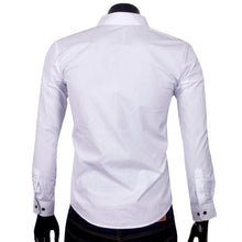 Mens Slim fit Fashion Famous Design Business Mens Casual Long Sleeve Slim Tops turndown collar Shirt Quality 2 Colors EF8