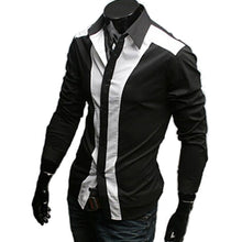 Mens Slim fit Fashion Famous Design Business Mens Casual Long Sleeve Slim Tops turndown collar Shirt Quality 2 Colors EF8