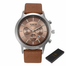 Mens Watches NORTH Luxury Casual Military Quartz Sports Wristwatch Leather StrapClock watch relogio masculino EF8
