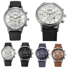 Mens Watches NORTH Luxury Casual Military Quartz Sports Wristwatch Leather StrapClock watch relogio masculino EF8