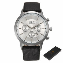 Mens Watches NORTH Luxury Casual Military Quartz Sports Wristwatch Leather StrapClock watch relogio masculino EF8