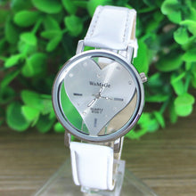 PU Leather Transparent Dial Hollow Heart Analog Quartz Wrist Watch EF8