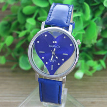 PU Leather Transparent Dial Hollow Heart Analog Quartz Wrist Watch EF8