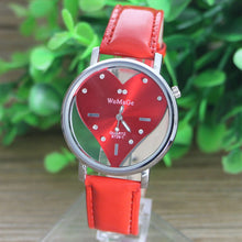 PU Leather Transparent Dial Hollow Heart Analog Quartz Wrist Watch EF8