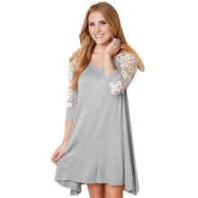 and Women Casual Lace Stitching Dress Three Quarter Sleeve Dress EF8