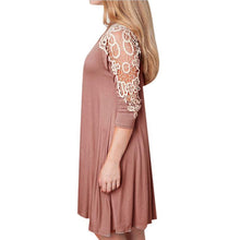 and Women Casual Lace Stitching Dress Three Quarter Sleeve Dress EF8