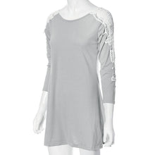 and Women Casual Lace Stitching Dress Three Quarter Sleeve Dress EF8