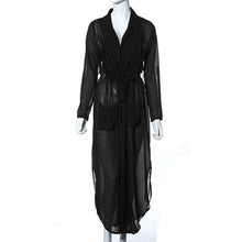 Designer Women Casual Loose Deep V Neck Dress Sexy Split Chiffon Dress Plus Size EF8