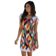 Designer Women Style Round Neck Short Sleeve Printing Bodycon Party Evening Mini Dress Vestidos De Festa Dress EF8