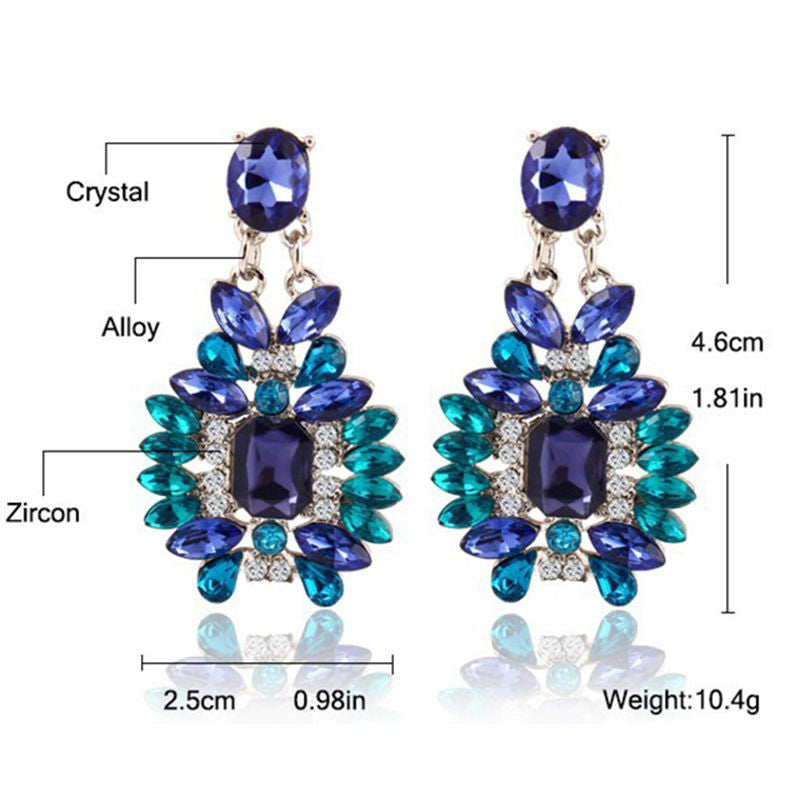 Accessories Crystal Dangle Earrings Jewelry Bohemian Colorful Big Drop Earrings Women Gifts EF8