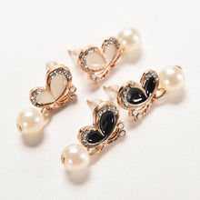 Korean Jewelry Gold Plated Butterfly Bow Knot Pearl Stud Earrings For Women  EF8
