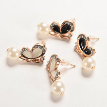 Korean Jewelry Gold Plated Butterfly Bow Knot Pearl Stud Earrings For Women  EF8