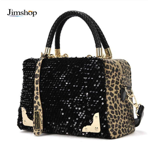 Fashion Lady Vintage Leopard Sequins Designer Handbags Leather Handbags Cross Women Messenger Bags Shoulder Bag bolsas EF8